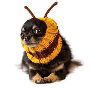 Bee Dog Snood By Zoo Snoods Small Yellow & Brown Knit Costume Hood Cold Weather